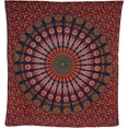 thumbnail image 3 of Bless International Indian hippie Bohemian Psychedelic Golden Blue Peacock Mandala Wall hanging Bedding Tapestry (Golden Red Green, King (88x104Inches)(225x265Cms)), 3 of 4
