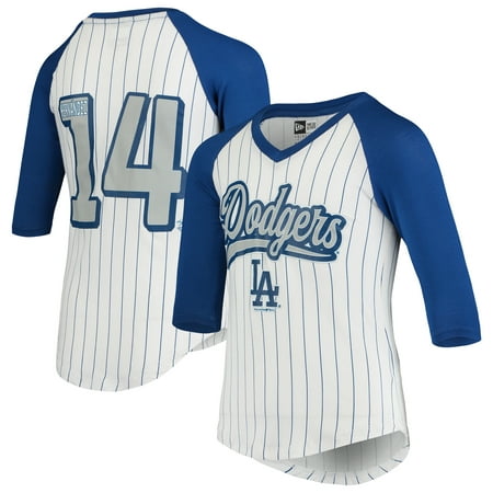 Enrique Hernandez Los Angeles Dodgers 5th & Ocean by New Era Girls Youth Player Pinstripe Raglan 3/4-Sleeve T-Shirt
