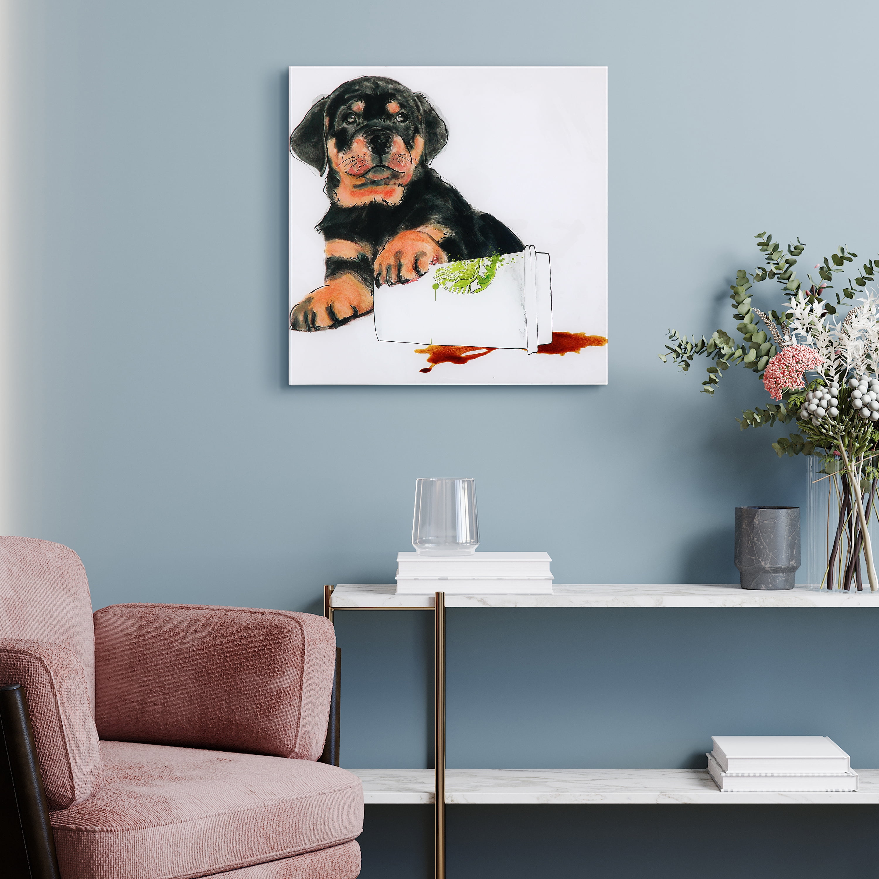 Empire Art Direct Java's Paw Frameless Free Floating Tempered Glass Panel Graphic Dog Wall Art, 20" x 20", Ready to Hang
