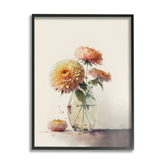 Stupell Industries Blooming Dahlias Painting Botanical & Floral Painting Black Framed Art Print Wall Art, 11 x 14