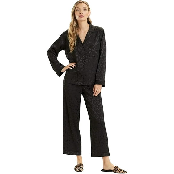 Natori Classic Decadence Top & Pants 2-PC Pajama Set, Large, Black