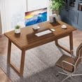 thumbnail image 1 of 55” Rustic Wooden Computer Desk with Drawer, Mid-Century Modern Executive Desk, Home Office Writing Table, 1 of 5