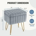 thumbnail image 7 of CONCETTA Footstools Ottoman Storage Bench, Vanity Faux Fur Padded Chair with Storage and Adjustable Feet for Makeup Bedroom Entryway, Grey, 7 of 7