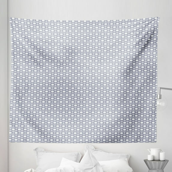 Modern Tapestry, Abstract Concept Stars Ornaments Triangular Shapes in Geometric Design, Fabric Wall Hanging Decor for Bedroom Living Room Dorm, 5 Sizes, Ceil Blue and White, by Ambesonne