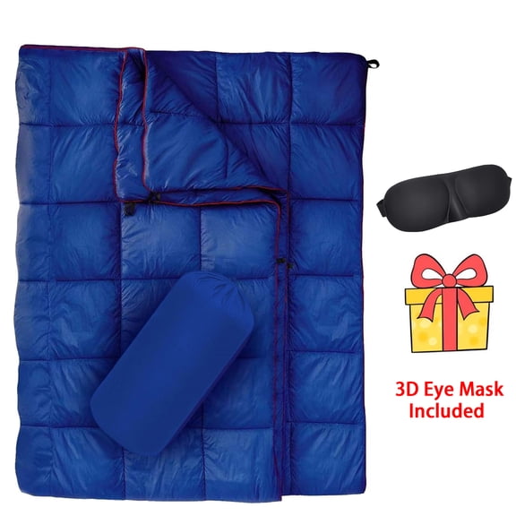 1pcs Blue Portable Camping Blanket, 55"x79" — Water-Resistant, Warm & Fluffy Outdoor Blanket with Carry Bag for Park, Hiking, Camping, Office & Car