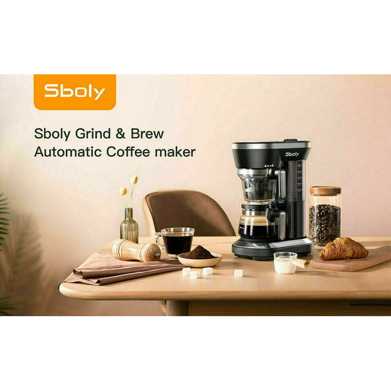 Sboly Automatic Coffee Maker & Grinder Single Cup Grind and 5 Mins Fast Brew