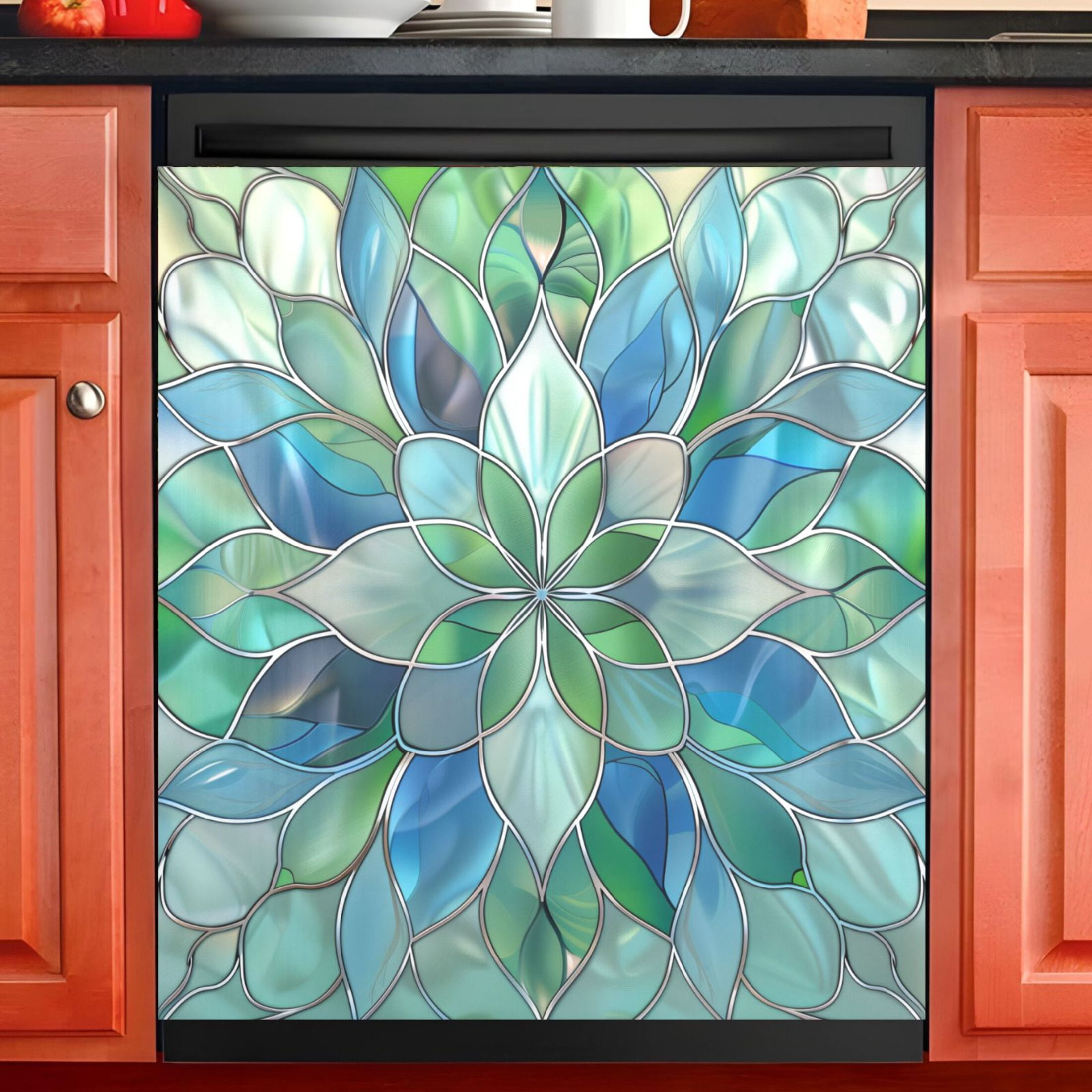 Ryvnso 3d Abstract Floral Dishwasher Magnetic Refrigerator Magnet Cover Kitchen Home Decorative 23"x26"