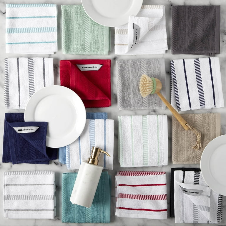 Egles 12 x 12 Dish Towel Set of 8, 100% Cotton Grid Dish Cloths Terr