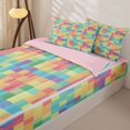 thumbnail image 3 of Homewish Colorful Plaid Grid Zipper Twin Comforter Sets with Fitted Sheet and 2 Pillowcases For Girls,Pixelated Theme Miner Game Zipper Bedding Set,Pink Reversible,4-Piece, 3 of 7