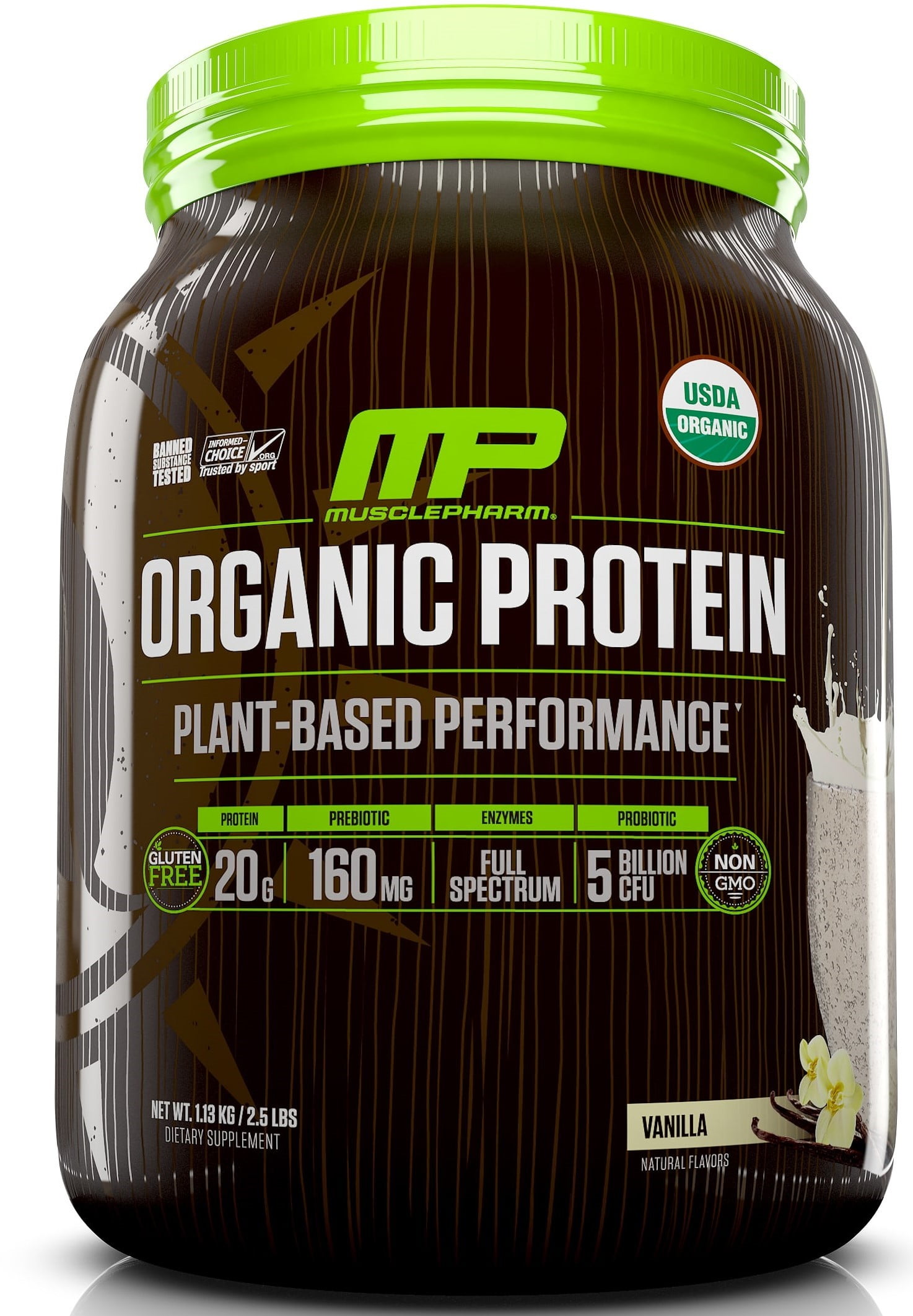 MusclePharm PlantBased Organic Protein Powder, Vanilla, 2