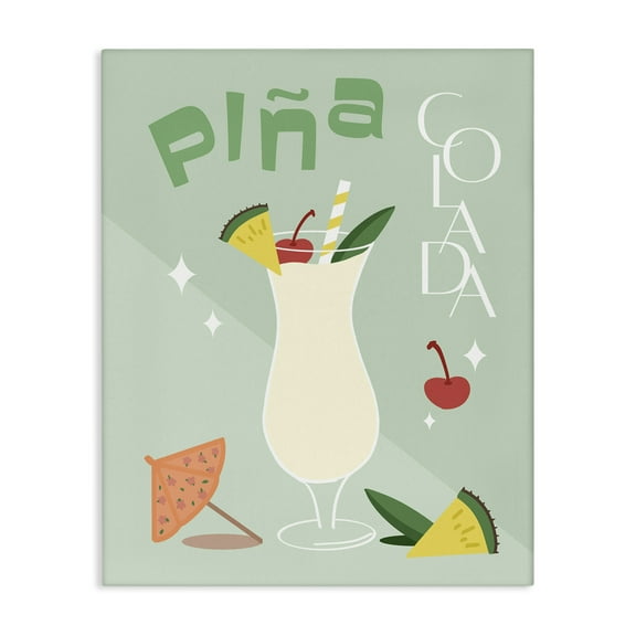 Stupell Industries Pina Colada Typography Food & Beverage Painting Wrapped Canvas Art Print Wall Art, 16 x 20