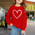 thumbnail image 2 of KAUOD Girls Cute Heart Print Sweatshirts Long Sleeve Crew Neck Ribbed Cuffs Pullover Tops Teen Kids Cotton Soft Clothes, 2 of 7