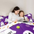 thumbnail image 4 of Feelyou Kawaii Ghost Boo Twin Comforter Sets, Cute Polka Dot Bedding Set, Purple White, Halloween Reversible, 2-Piece, 1 Comforter and 2 Pillowcases, 4 of 7