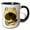 Black/White, variant on 3drose, Cute Funny Pug Dog Playing Banjo Cartoon, 15oz Two-tone Blue Mug