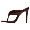 thumbnail image 3 of FSJ Women Round Open Toe Thong Stiletto Mule Sandals High Heel Slip On Flip Flops Comfortable Summer Shoes Size 9.5 Dark Red, 3 of 4