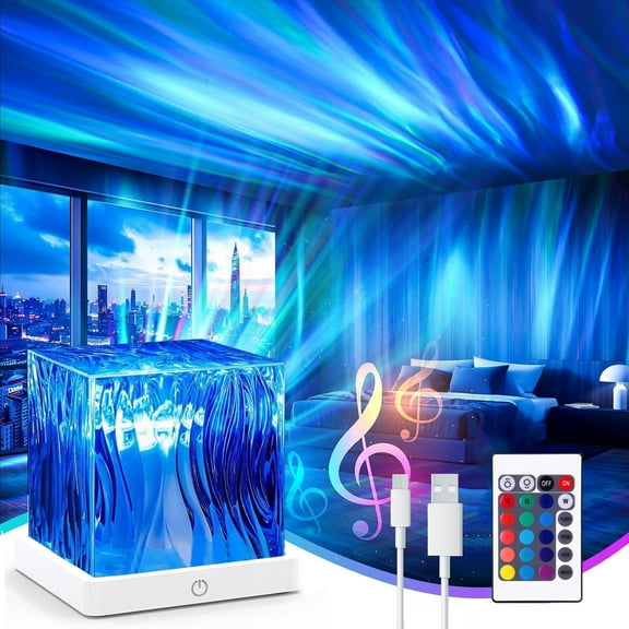 Aurora Borealis Night Light Projector with 16 Colors and Remote Control, Rechargeable Galaxy Projector for Bedroom Decor with Multiple Lighting Modes