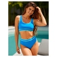 thumbnail image 3 of Blue Solid Color Modest Two Piece Bikini Set, 3 of 4