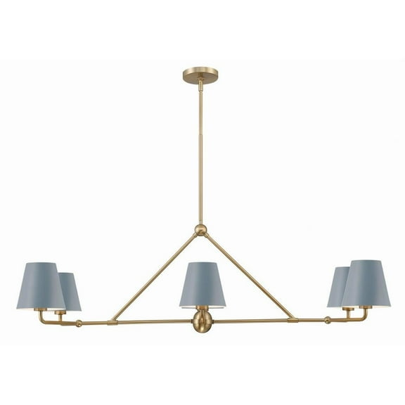 6 Light Chandelier in Modern Style-14.75 inches Tall and 46 inches Wide-Vibrant Gold/Blue Finish Bailey Street Home 49-Bel-5145083