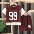 thumbnail image 2 of Ulanda Boys Clothes Boys' 2-Piece Summer Outfit Color Block T-Shirt and Shorts Set 6-16 Years (Red, 6-12 Months), 2 of 3