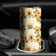 thumbnail image 3 of 20oz Beige Sunflower Pattern Skinny Tumblers Stainless Steel Tumbler with Lid and Straw,Vacuum Insulated Double Wall Travel Tumbler Cups with Cleaning Brush for Coffee,Tea, 3 of 6