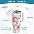 thumbnail image 3 of JSTEL Pink Rose Flowers 40 oz Tumbler Stainless Steel Water Bottle Vacuum Insulated Cup with Straw Lid & Handle For Travel Car Cup Holder, 3 of 8