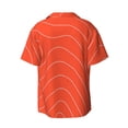 thumbnail image 6 of Lsque Salmon Fish Meat print Men's Cuban Collar Short Sleeve Shirt Summer Beachwear Casual Button Down Fashionable Vacation Leisure Shirt-X-Large, 6 of 7