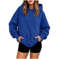 thumbnail image 2 of SYwaren Pullover Sweatshirt for Women Plus Size Hoodie Long Sleeve Casual Solid Color Double Flap Pockets Fall Winter Tops, 2 of 8