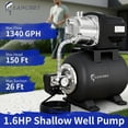thumbnail image 4 of LANCHEZ 1.6 HP Shallow Well Pump with Pressure Tank, 1340 GPH Stainless Steel Garden Irrigation Pump, 115V Water Transfer Pump, Automatic Water Booster Jet Pump for Home Garden Lawn Farm, Glossy, 4 of 6
