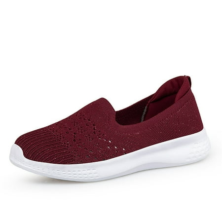 

Toyella New Women s Shoes Wholesale Casual Flat Shoes Slip-on Middle-aged And Elderly Breathable Soft Bottom Walking Shoes Purplish Red 37