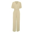 thumbnail image 5 of CAIVO Stylish Women Jumpsuit Onesie Casual Wear Slim Fit With Waist Cinching Versatile Design For Summer Autumn Solid Color Versatile Dailywear, 5 of 6