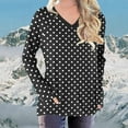 thumbnail image 2 of Htigea V-Neck Long Sleeve Tops for Women Cute Print Tunic Shirts Casual Loose Fit Pullover Side Pockets Tshirt Black S, 2 of 5