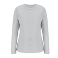 thumbnail image 4 of Aloohaidyvio Womens Waffle Knit Tops Casual Slim Fit Basic Tee Long Sleeve Stretch Shirts White S, 4 of 6