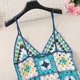 thumbnail image 5 of Yokua Women Crochet Midi A-Line Dress Hollow Knit Geometric Spaghetti Strap Sundress, 5 of 13