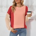 thumbnail image 2 of HUITKMM Tshirts 2024 Autumn and Winter Color Contrast Long Sleeve Loose Thread Stitching T Shirt, 2 of 9