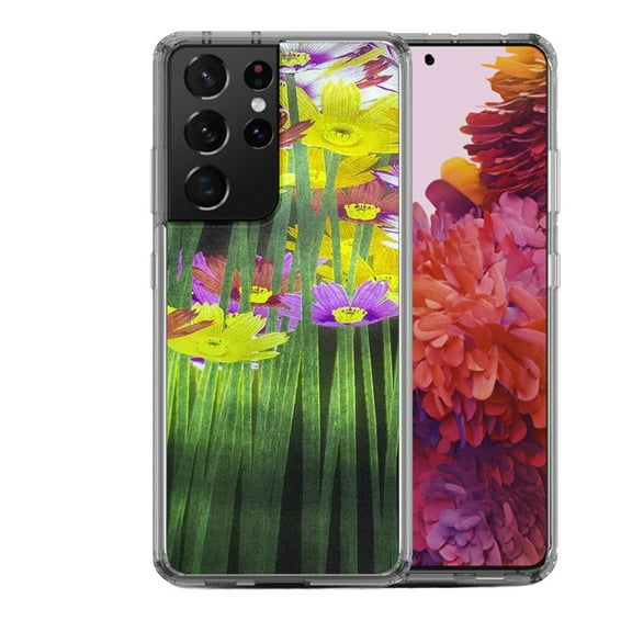 Shockproof Hybrid Bumper Phone Case for Samsung Galaxy S21 Ultra, by OneToughShield ® - Dream Flower
