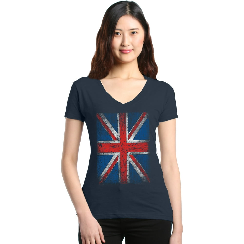 Shop4Ever - Shop4Ever Women's Union Jack British Flag UK Slim Fit V ...