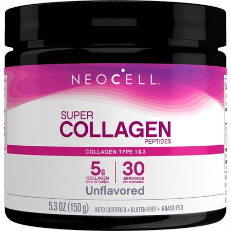 NeoCell Super Collagen Peptides, Grass-Fed Collagen Types 1 and 3, Unflavored, 5.3 oz