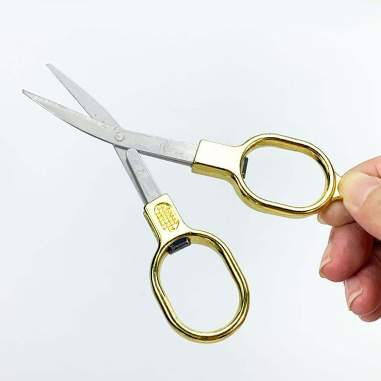 Mtvxesu Folding Scissors, Stainless Steel Portable Mini Travel Scissors Compact Pocket Scissors Multi Functional Badge Small Scissors Outdoors Sale