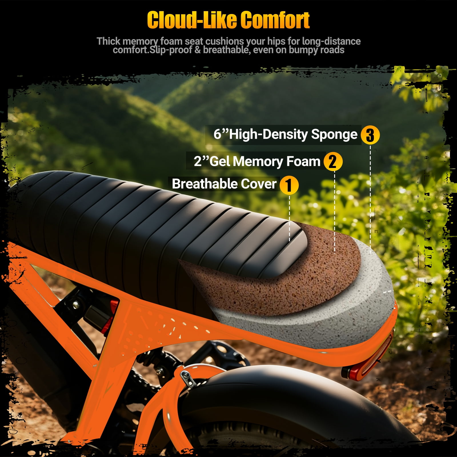 ESKUTE Electric Orange Bike for Adults – 500W Motor 48V 13Ah Battery, 19MPH, 16"x4.0" Fat Tire E-Moped, 7-Speed, Up to 60 Miles, Commuter E-Bike for Adul UL2849