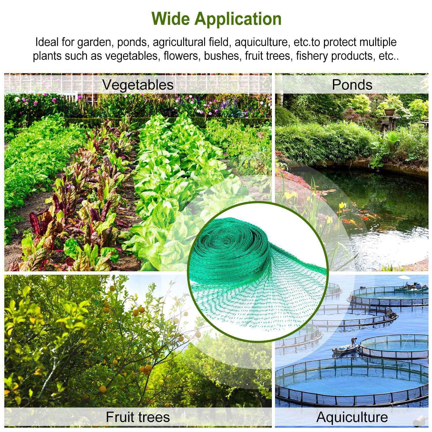 13ft x 33ft Garden Netting with 0.6" Mesh Holes, Heavy-Duty PE Anti-UV Bird Proof Net, 430sqft Plant Protection Cover for Vegetables Fruits Flowers