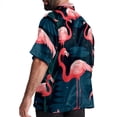 thumbnail image 3 of Flamingo Tropical Rainforest Men's Button Down Casual Hawaiian Print Short Sleeve Summer Beach Shirt, 3 of 6