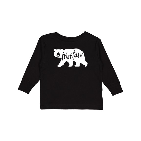 Inktastic Montana White Bear Silhouette Boys or Girls Long Sleeve Toddler T-Shirt