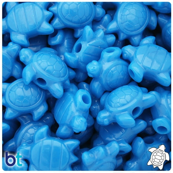 BeadTin True Blue  Neon Bright 23mm Sea Turtle Pony Beads (24pcs)