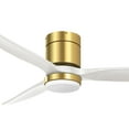 thumbnail image 3 of Dextrus 52 Inch Ceiling Fan with Light and Remote, Modern Flush Mount Fan Light With 6 Speeds, 3 Wood Blades - White & Gold, 3 of 11