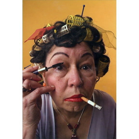 Pictura Lady Applying Mascara with Cigarette in Mouth Funny / Humorous Birthday Card for Her : Woman