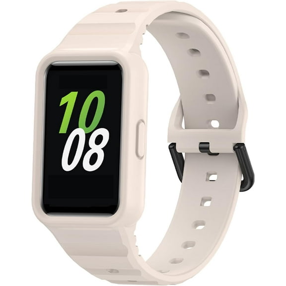 MYKOMI Compatible with Samsung Galaxy FIT3 Rugged Bumper Case with Band, Sport Silicone Protective Case for Samsung Galaxy FIT 3 Smart Watch for Women Men
