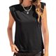 thumbnail image 1 of Blusa Sin Mangas Con Cuello Redondo, Camisetas Sin Mangas Con Almohadilla Para El Hombro, Color Suave Y Puro, Casual Para Fiestas De Citas Para Mujeres ANGGREK Negro L, 1 of 6