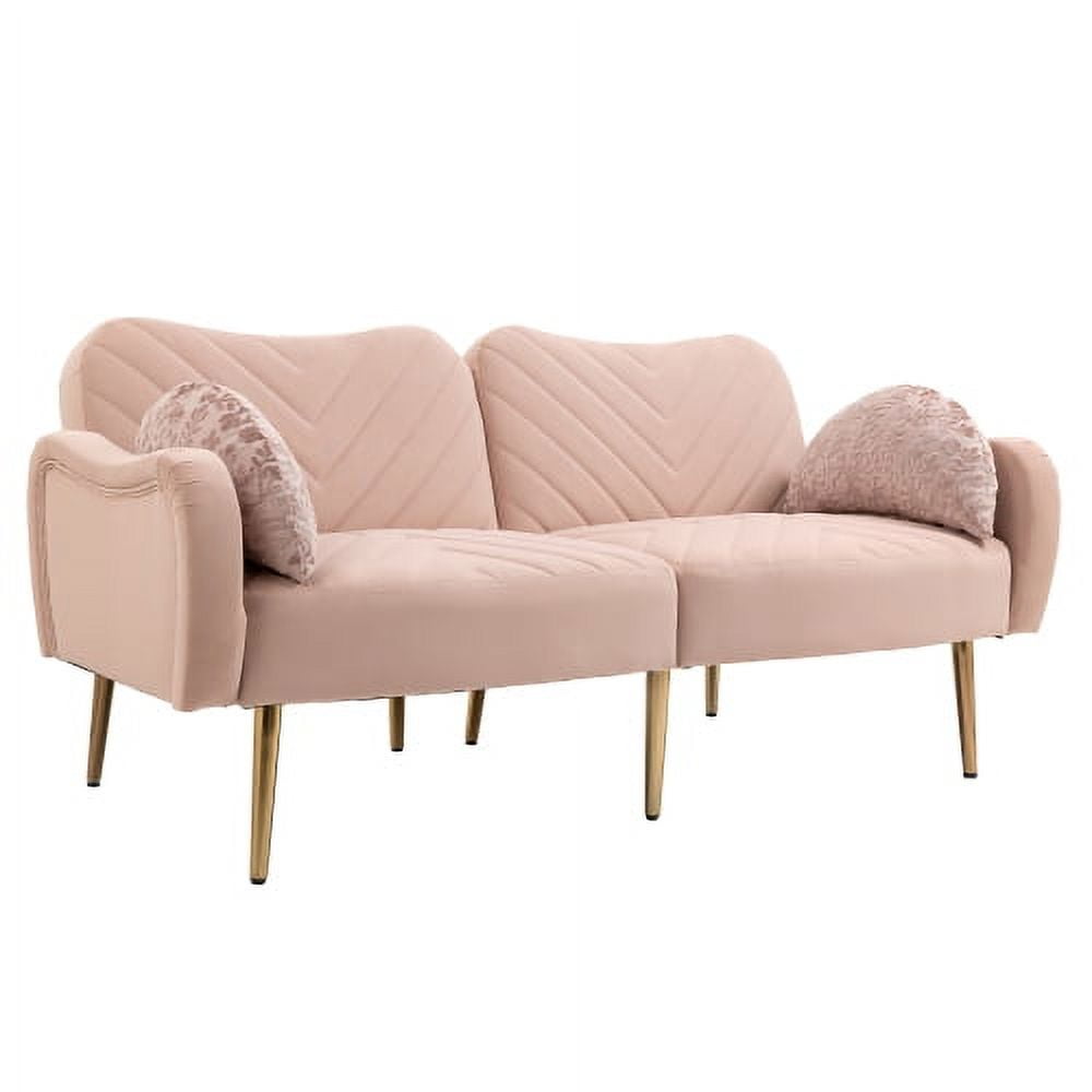Futon Sofa Bed Velvet Sleeper Sofa with Mattress and Frame
