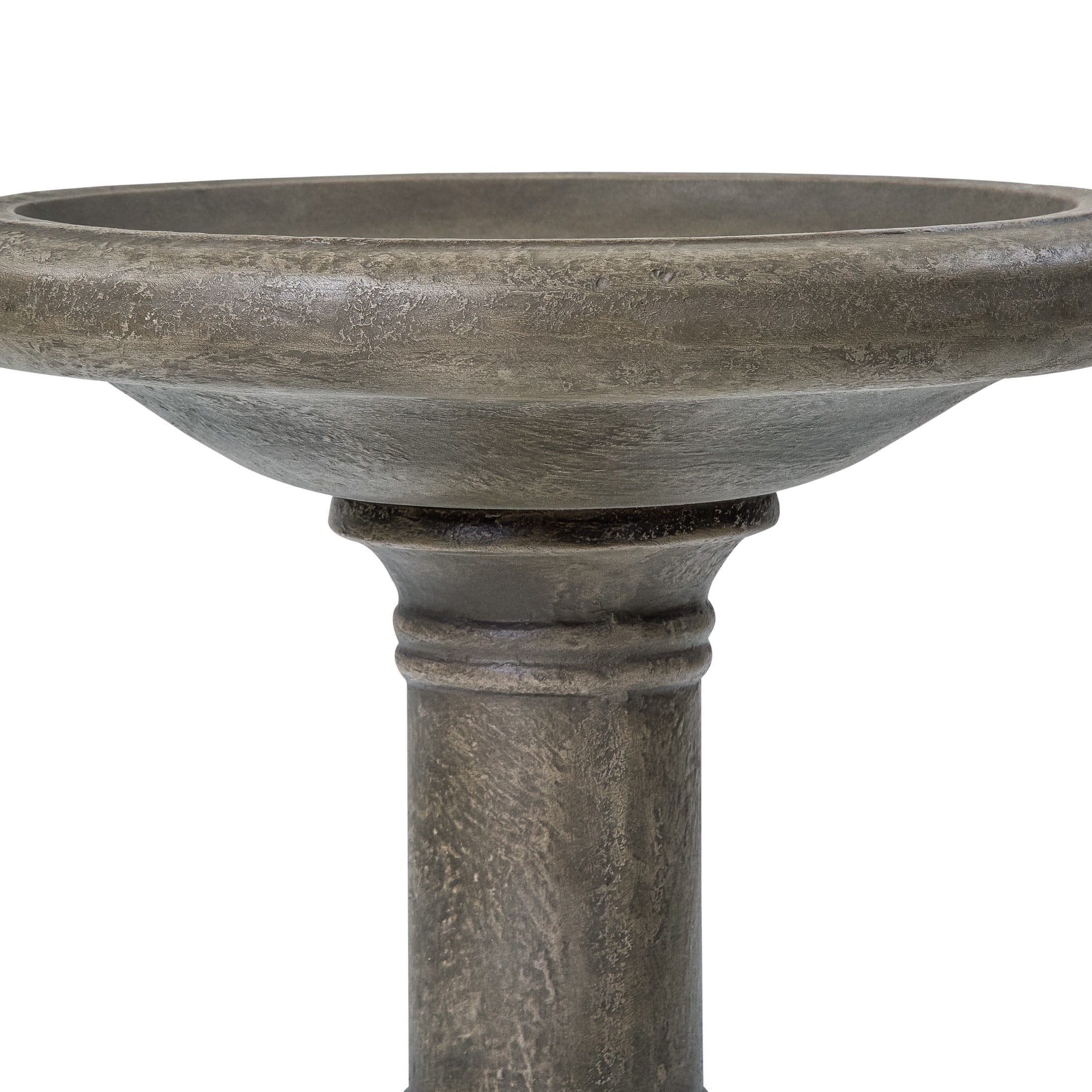 Christopher Knight Home 25" Outdoor Pedestal Bird Bath, Polyresin Retro Stone Look, Antique Gray