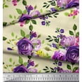 thumbnail image 2 of Soimoi Tissu en Coton Canard Imprimé Feuilles & Roses par Yard 42 Pouces de Large, 2 of 3